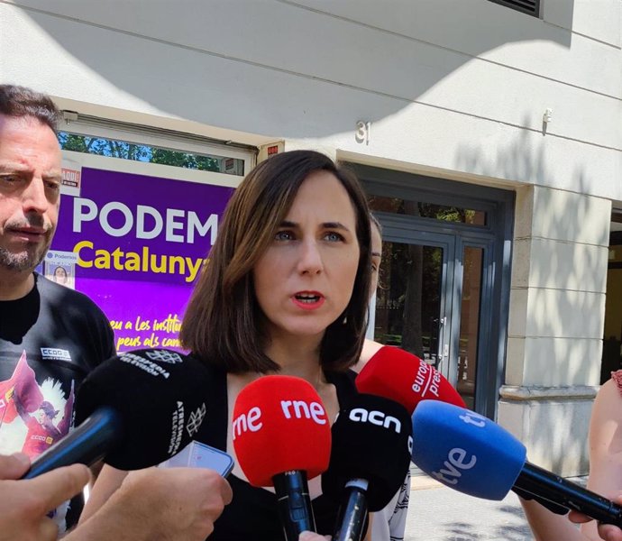 La líder de Podemos, Ione Belarra, en declaraciones en Barcelona