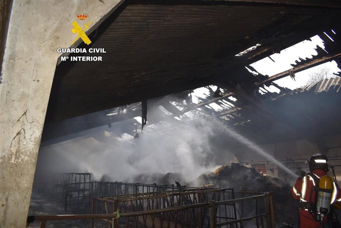 Incendio en una nave agrícola en León