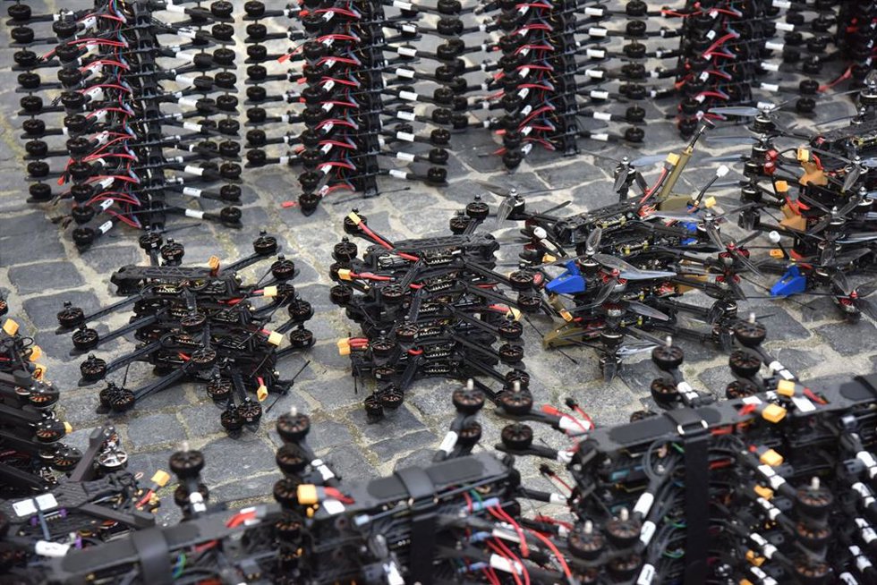 Archivo - May 10, 2024, Lviv, Ukraine: General view of the FPV drones that Ukrainian volunteers bought with donations for the military. Ukrainian volunteers handed over about a thousand kamikaze drones to the military. They bought them for donations. Al