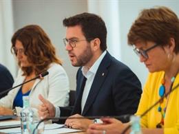 El presidente Pere Aragonès, en la reunión de la Taula del Pacte Nacional de Salut Mental