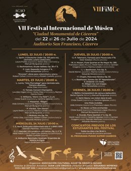 Programación del VII Festival Internacional de Música de Cáceres