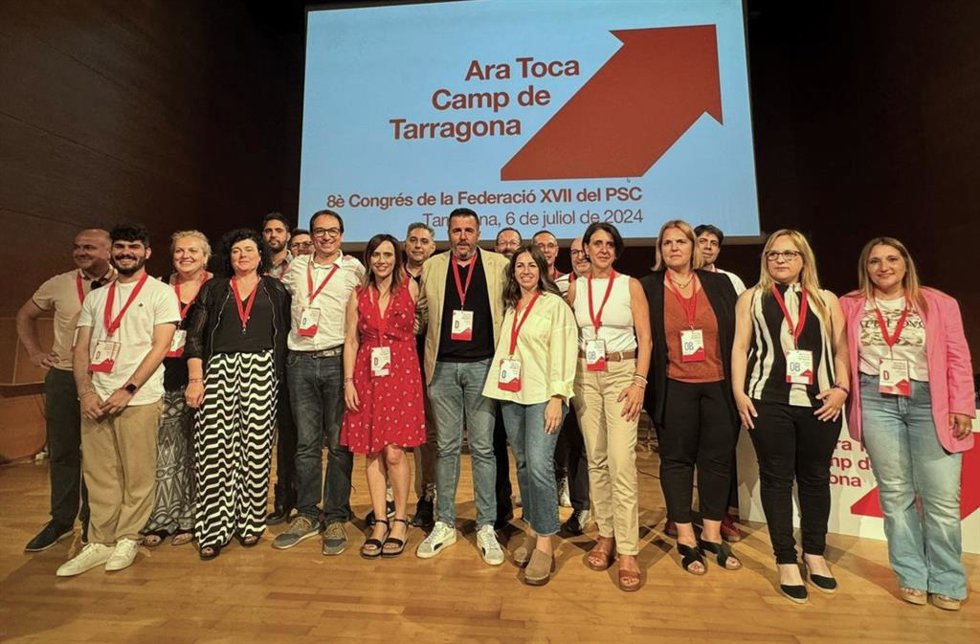 Comisión Ejecutiva del PSC del Camp de Tarragona elegida en Tarragona (Catalunya, España) el 6 de julio de 2024, encabezada por el alcalde de Mont-Roig del Camp, Fran Morancho