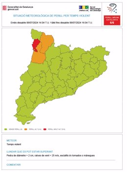 Aviso de tiempo violento en comarcas de Lleida