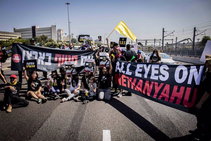 Manifestación contra el Gobierno israelí en Tel Aviv