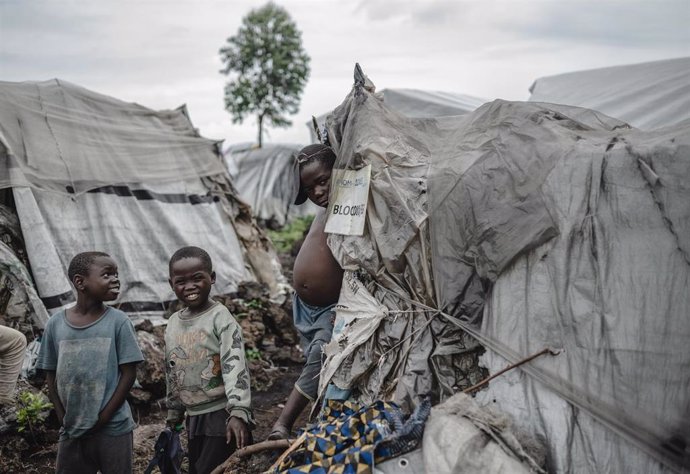 Archivo - Niños en un campo de desplazados interno en Goma (RDC) 