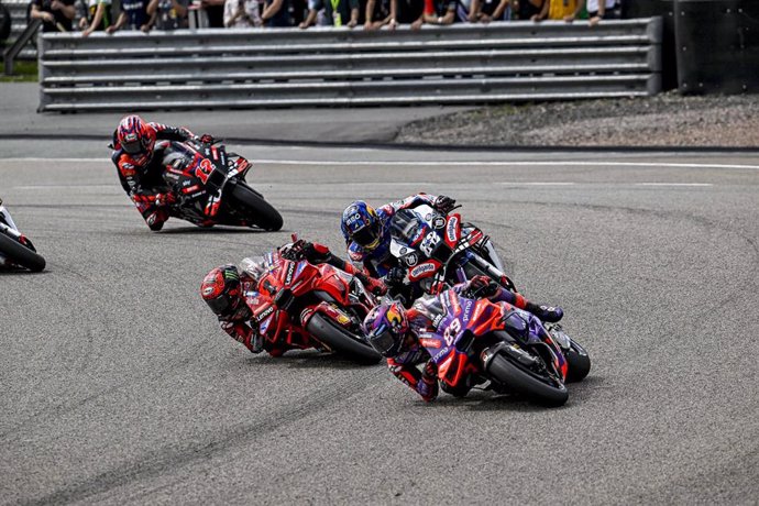 El español Jorge Martín (Ducati) y 'Pecco' Bagnaia (Ducati), en el GP de Alemania 2024. 