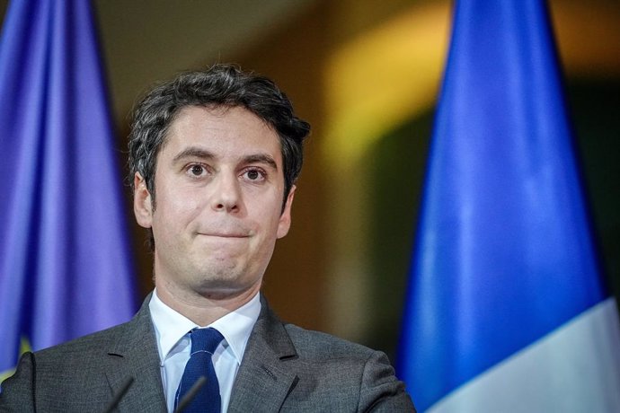 Archivo - FILED - 05 February 2024, Berlin: French Prime Minister Gabriel Attal gives a press conference at the Federal Chancellery. Photo: Kay Nietfeld/dpa