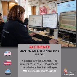 Gráfico elaborado por el 112 con datos sobre el accidente ocurrido esta noche en Burgos