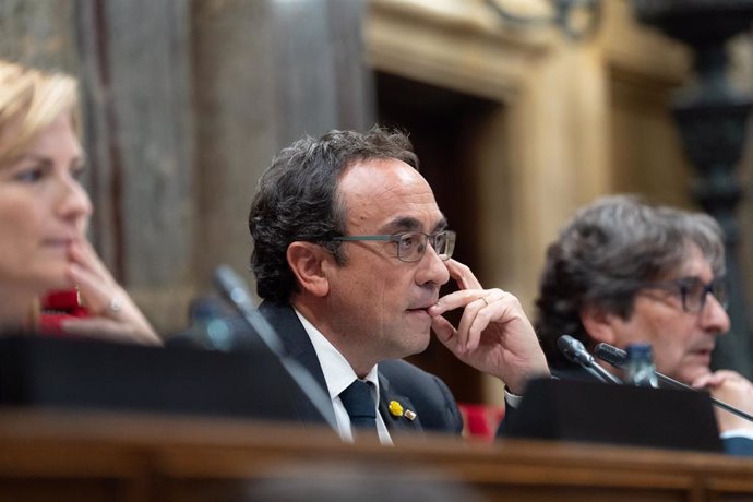 El presidente del Parlament, Josep Rull, durante el  pleno del Parlament para comunicar la imposibilidad de proponer un candidato a la Presidencia de la Generalitat