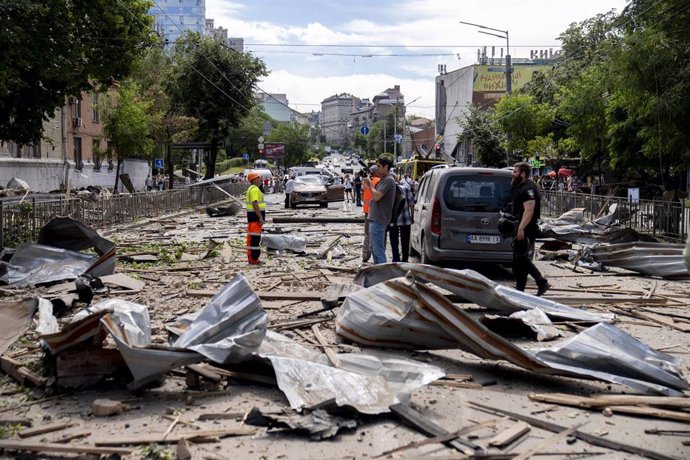 Ataque ruso sobre la ciudad de Kiev.