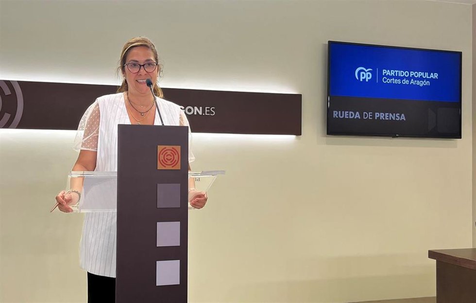 Rueda de prensa del PP en la sala de prensa de las Cortes de Aragón.