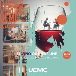 Cartel del Curso de Verano de la UEMC, ' El vino que nos une'