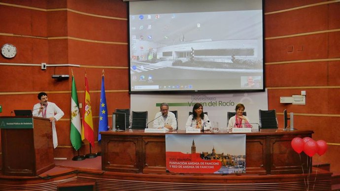 Participantes en el encuentro de expertos y pacientes de anemia de Fanconi celebrado en el Virgen del Rocío.