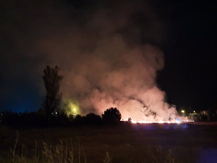 Incendio de vegetación entre Pamplona y Burlada.