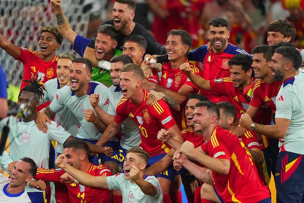 La Selección Española de Fútbol, tras vencer anoche a Francia en la semifinal de la Eurocopa.