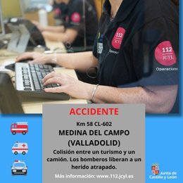 Gráfico elaborado por el 112 con datos sobre el accidente registrado en Medina del Campo