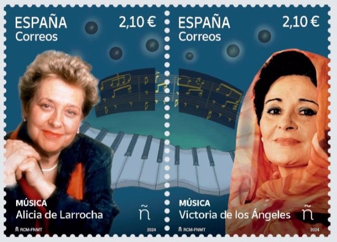 Sellos dedicados a las artistas Alicia de Larrocha y Victoria de los Ángeles