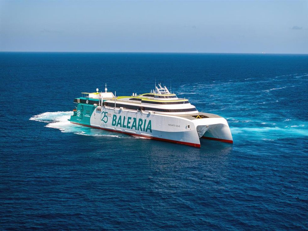 Baleria incluye el Margarita Salas, segundo fast ferry del mundo con motores duales a gas, a la ruta Barcelona-Mallorca-Menorca