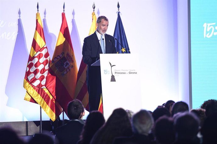 El rey Felipe VI interviene en la ceremonia de 15 años de la Fundación Princesa de Girona (FPdGi).