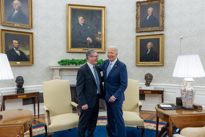 El presidente de Estados Unidos, Joe Biden, recibe al primer ministro de Reino Unido, Keir Starmer, en la Casa Blanca