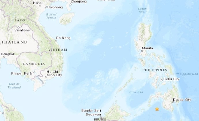 Epicentro del terremoto de magnitud 7,1 en la escala abierta de Richter registrado en Filipinas