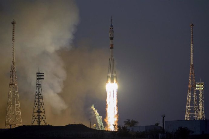 Archivo - Lanzamiento de la Soyuz MS-22 desde el cosmódromo de Baikonur.