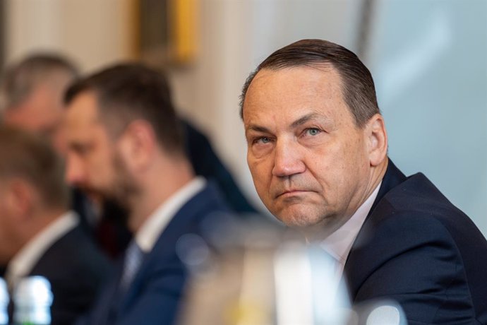 July 8, 2024, Warsaw, Poland: Radoslaw Sikorski Minister of Foreign Affairs listens to Andrzej Duda's speech during the National Security Council The meeting of the National Security Council convened by President Andrzej Duda began on Monday morning. It t