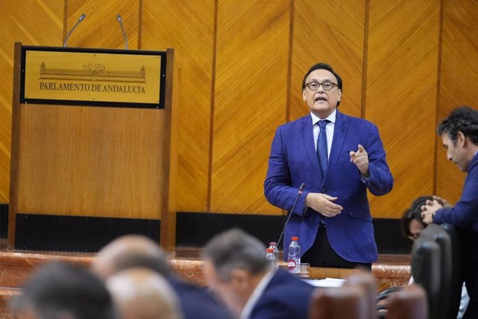 El consejero de Universidad de la Junta de Andalucía, José Carlos Gómez Villamandos, en el pleno del Parlamento del 11 de julio de 2024.