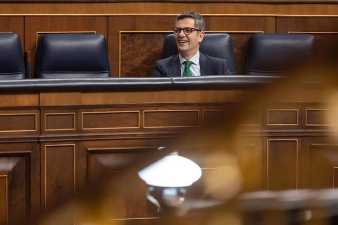 El ministro de la Presidencia, Relaciones con las Cortes y Justicia, Félix Bolaños, durante un pleno extraordinario en el Congreso de los Diputados, a 11 de julio de 2024, en Madrid (España).