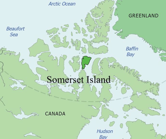 Ubicación de la Isla Somerset, donde se ha documentado ocupación humana