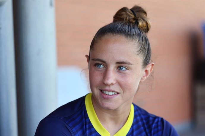 Júlia Strappato attends an interview during the Media Day of the Spanish Women's National Hockey Team ahead of the Olympic Games at CAR Madrid on July 9, 2024 in Madrid, Spain.