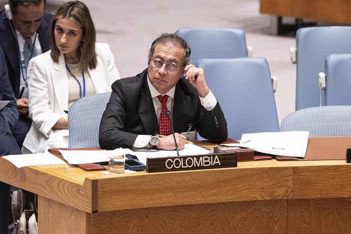 July 11, 2024, New York, New York, United States: President of Colombia Gustavo Petro Urrego atends Security Council meeting on situation in Colombia and UN verification mission in Colombia at UN Headquarters in New York on July 11, 2024