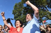 Junqueras, Turull y otros dirigentes de ERC y Junts reciben a Marta Rovira en Cantallops (Girona)