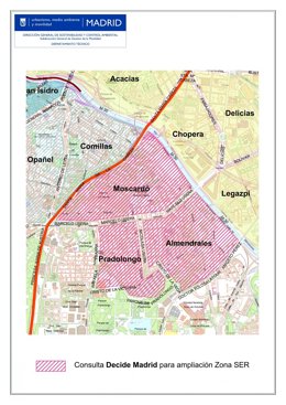 Plano zona SER en Usera