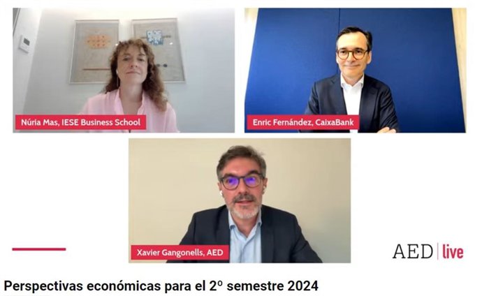 Mas, Fernández y Gangonells durante el webinar de la AED