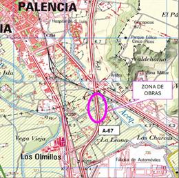 Afectación al tráfico prevista desde el próximo 15 de julio en la autovía A-67 a la altura de Palencia