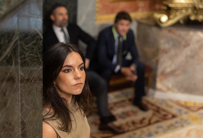 La portavoz del PP en el Congreso, Pepa Millán, a su salida de un pleno extraordinario en el Congreso de los Diputados, a 11 de julio de 2024, en Madrid (España).