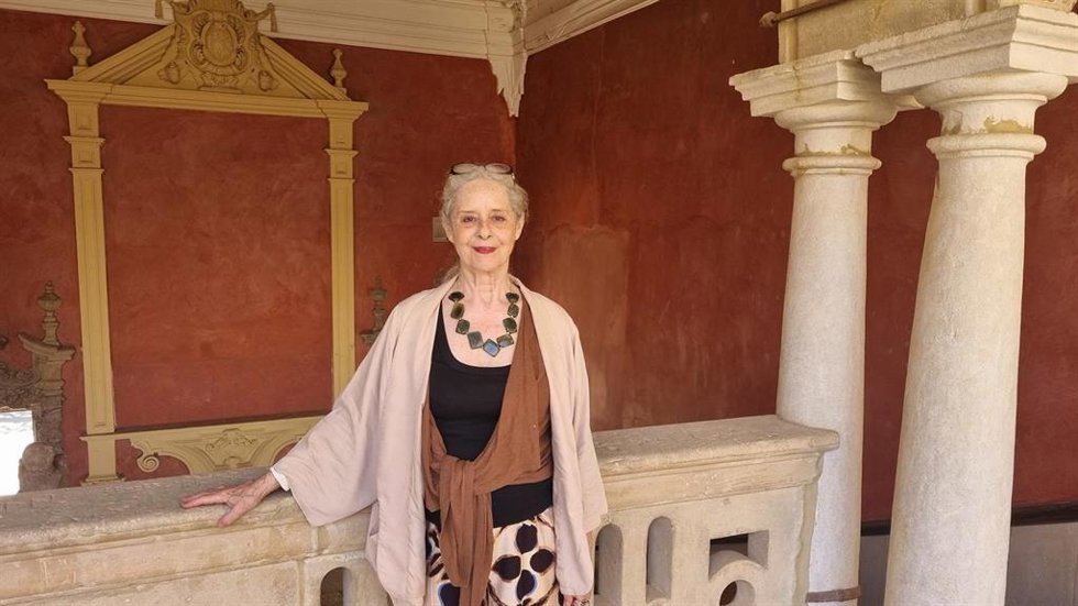La actriz Vicky Peña en la sede de la UNIA en Baeza