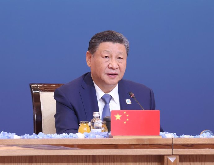 ASTANA, July 4, 2024  -- Chinese President Xi Jinping attends the expanded meeting of the Shanghai Cooperation Organization (SCO), or SCO+, and delivers an important speech titled "Joining Hands to Build a More Beautiful Home Of the Shanghai Cooperation O