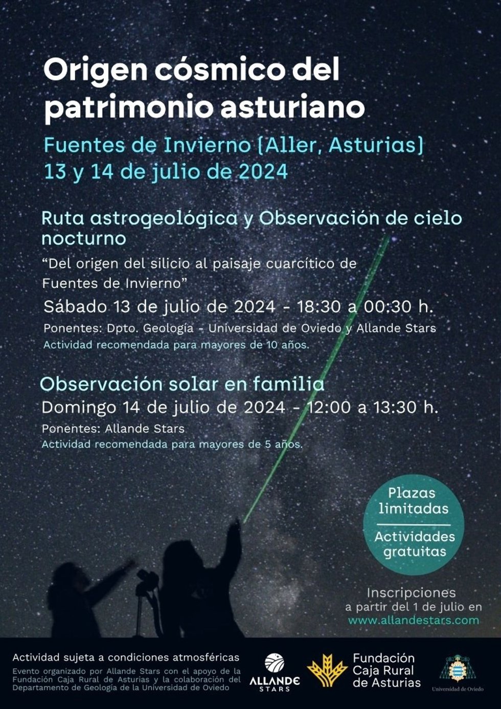Actividad sobre observación del cielo nocturno en Fuentes de Invierno.