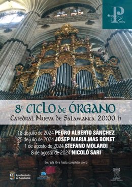 Cartel con los conciertos del VIII Ciclo de Órgano.