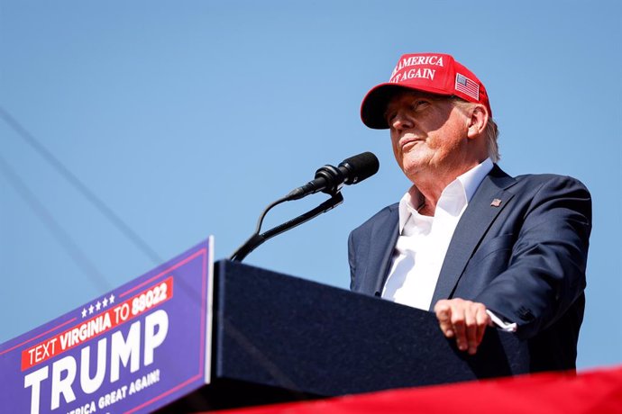 June 28, 2024, Chesapeake, Virginia, USA: Former President Donald Trump speaks at Greenbrier Farms in Chesapeake, Virginia, on June 28, 2024.