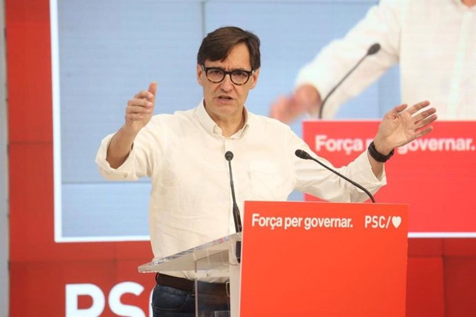 El primer secretario del PSC, Salvador Illa, durante el Consell Nacional del partido