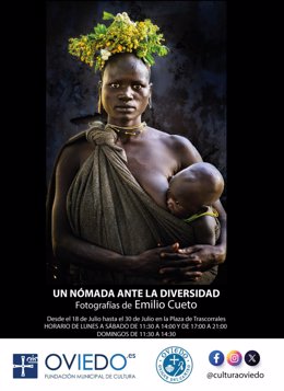 Cartel de la exposición de Emilio Cueto 'Un nómada ante la diversidad', que abre el 18 de julio en la Plaza de Trascorrales.