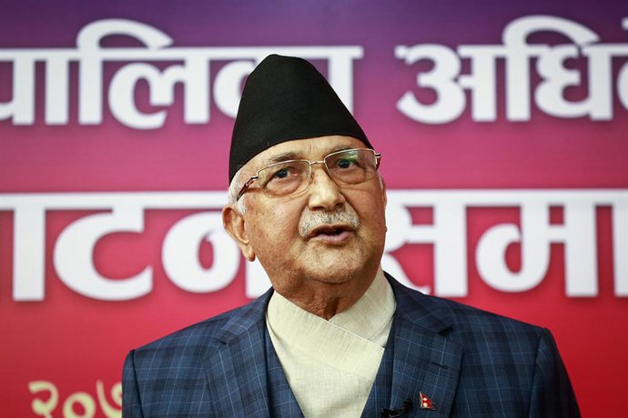 Archivo - October 26, 2021, Kathmandu, Bagmati, Nepal: Portrait of former prime minister KP Sharma Oli. Oct 26 2021