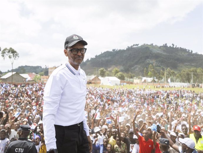 El presidente de Ruanda, Paul Kagame, durante el lanzamiento de su campaña a las elecciones presidenciales en Musanze (archivo)