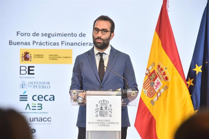 El ministro de Economía, Comercio y Empresa, Carlos Cuerpo, ofrece una rueda de prensa, en la sede del Ministerio, a 15 de julio de 2024, en Madrid (España)