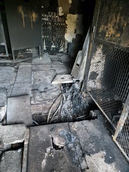 Imagen del centro de transformación tras la sobrecarga.