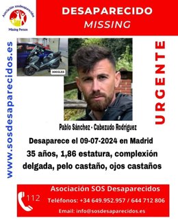 Buscan a un hombre de 35 años desaparecido el martes en Madrid