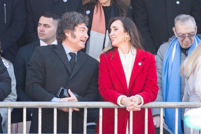 El presidente de Argentina, Javier Milei, y la vicepresidenta argentina, Victoria Villarruel, durante un acto en Buenos Aires